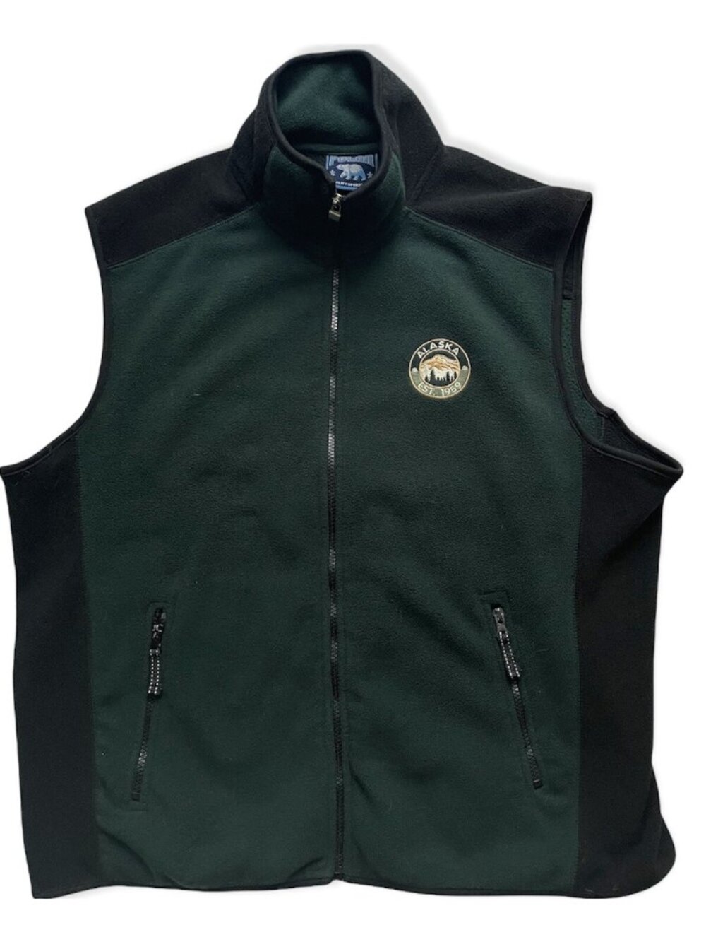 Vintage 90s Alaska Polar Fleece Vest Chest Patch Men’s L Alaska Green GORP - Picture 2 of 10